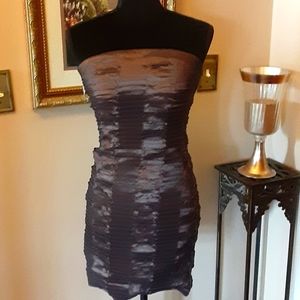 Daisy copper stretch strapless mini dress built-in bra Fully lined Medium EUC…